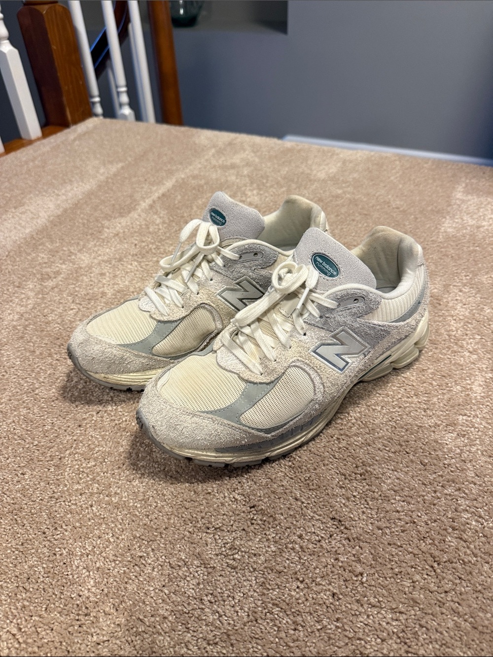 New Balance Cream and Gray Men's Athletic Sneakers
